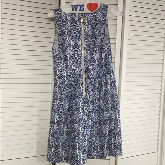 Milly Blue & White Scroll Dress - Picture 4 of 4